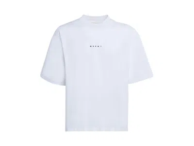 Pre-owned Marni Men's  Logo Organic Jersey T-shirt In Lilywhite