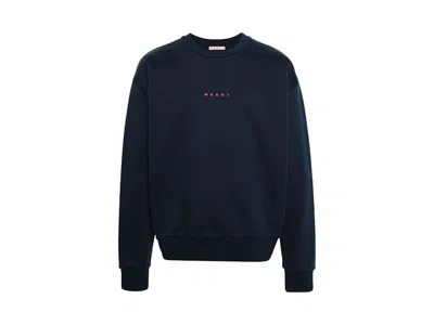 Pre-owned Marni Men's   Logo Sweatshirt In Lob Blue Kyanite