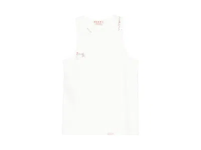 Pre-owned Marni Men's  Ribbed Cotton Tank Top In Lily White