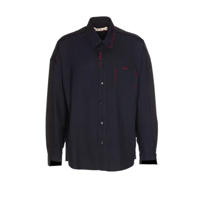 MARNI MARNI MEN MARNI STITCHING BACK CONTRASTING WOOL SHIRT