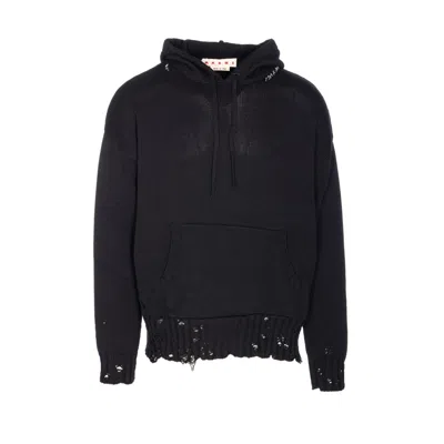 Marni Hooded Knit Front Pocket In Black