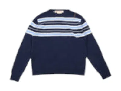 Pre-owned Marni Men's  Wool Blend Striped Sweater In Blue