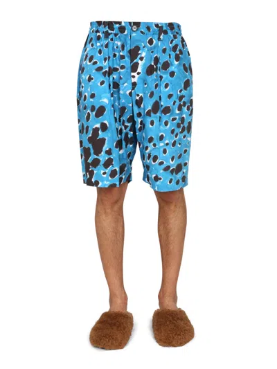 Marni Bermuda Shorts With Pop Dots Print In Blue