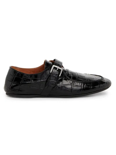 Marni Men's Moc Toe Croc-embossed Patent Leather Loafers In Black
