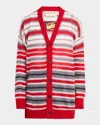 Marni Gestreifter Cardigan Mit V-ausschnitt In Grey