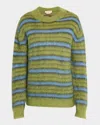 Marni Mens Acid Fuzzy Wuzzy Striped Wool-blend Jumper In Green