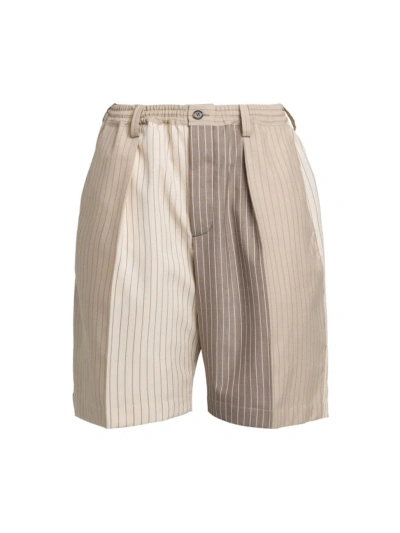 Marni Men's Pinstriped Wool Shorts In Buttercream