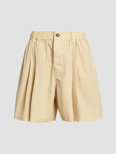 Marni Men's Pleated Cotton Shorts In Neutral