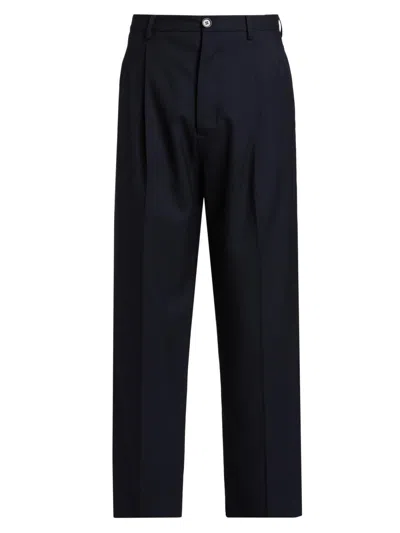 Marni Men's Pleated Tropical Wool Pants In Blue