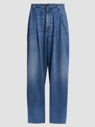 Marni Men's Pleated-front High-rise Wide-leg Jeans In Ocean