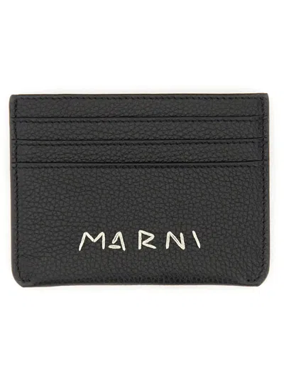 Marni Men Portacarte Con Rammendo Logo In Black