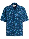 MARNI MEN'S PRINTED COTTON SHIRT IN NAVY BLUE FOR SS24 COLLECTION