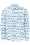 MARNI MEN'S PURE COTTON POPLIN SHIRT WITH LOGO LETTERING MOTIF IN BLUE FOR FW23