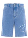 Marni Denim Shorts With Distressed And Elastic Waistband In Blue