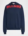 Marni Men's Spray Paint Logo Oversized Hoodie In Blue
