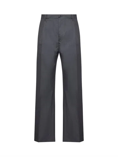 Marni Grey Tropical Wool Straight Trousers In Gray