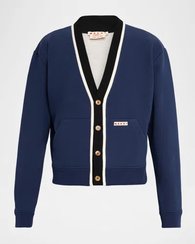 MARNI MEN'S STRIPE-TRIM CARDIGAN