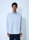 Marni Men Striped Button-down Shirt In Blue