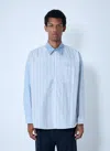 Marni Men Striped Button-down Shirt In Blue