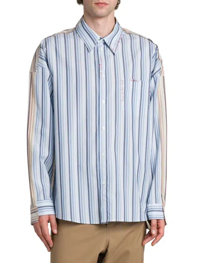 Marni Men's Striped Cotton Boxy-fit Shirt