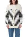 MARNI MEN'S STRIPED FISHERMAN CARDIGAN FOR SS24 IN NAVY AND ECRU