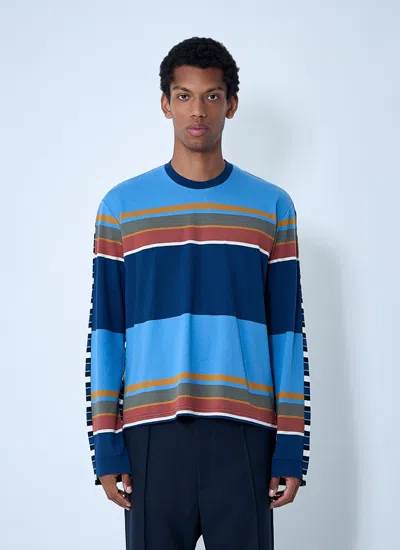 Marni Men Striped Logo Motif T-shirt In Multi