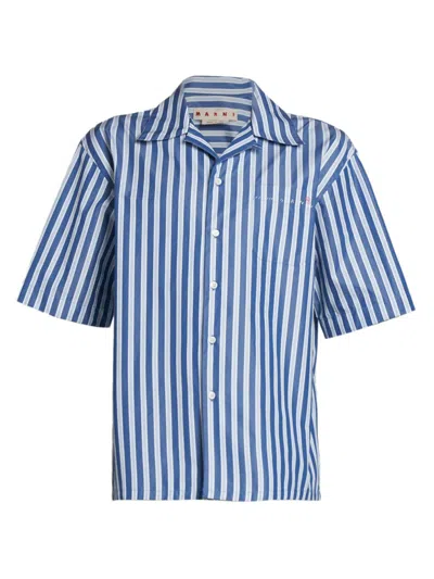 Marni Men's Striped Short-sleeve Shirt In Opal