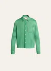 Marni Striped Long-sleeve Shirt In Sea/green