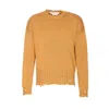Marni Distressed Long Sleeve Ruffled Neckline Sweater