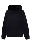 Marni Oversized Black Sweatshirt With Faux Fur-lined Hood In Black