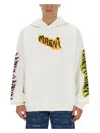 Marni White Bio Cotton Hoodie With Graffiti Prints In White