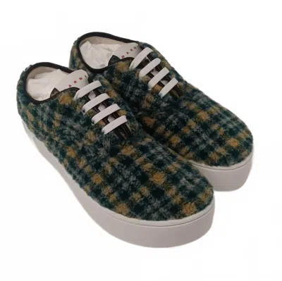 Marni Men's Tartan Check Wool Platform Low-top Sneakers In Multi