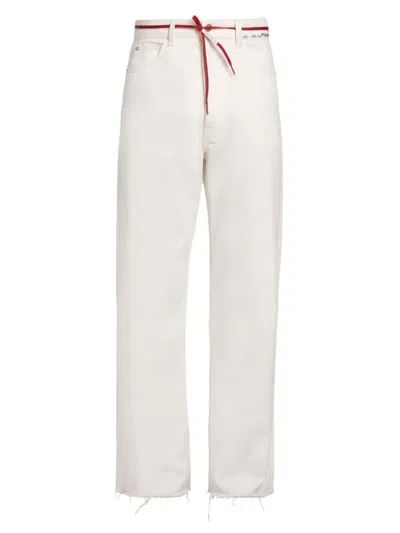 Marni Men's Tie-waist Straight-leg Trousers In Lily White