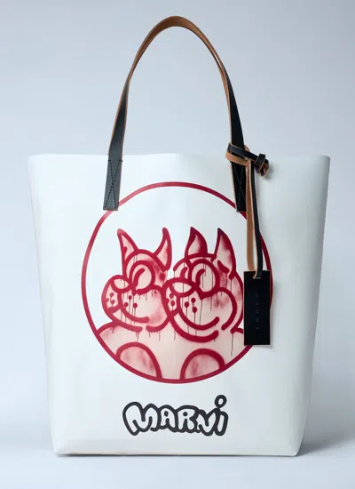 Marni Men Tribeca N/s Tote Bag In White