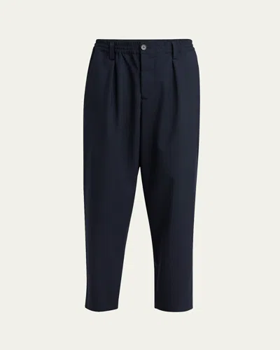 Marni Men's Tropical Wool Cropped Trousers In Blue