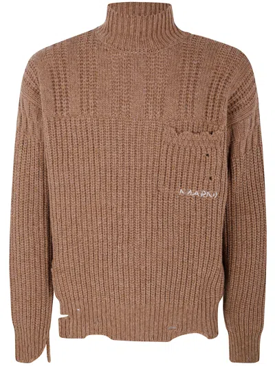 Marni Men Turtleneck In Brown