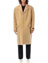 MARNI MEN'S V-NECK STRONG-SHOULDERED KNEE-LENGTH BEIGE OVER JACKET