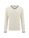 Marni Cable Knit V-neck Sweater In Multicolor