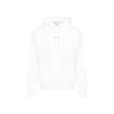 Marni Blue Hoodie With Logo On Chest For Men In White