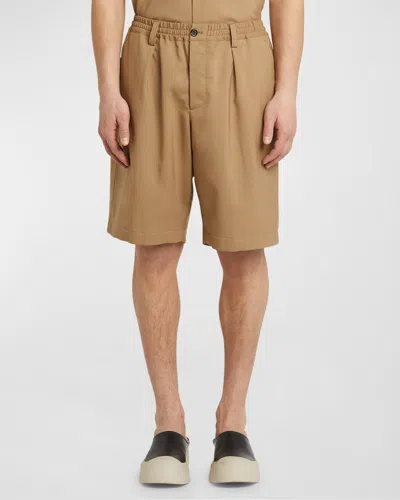 Marni Men's Wide-leg Bermuda Shorts In Beige