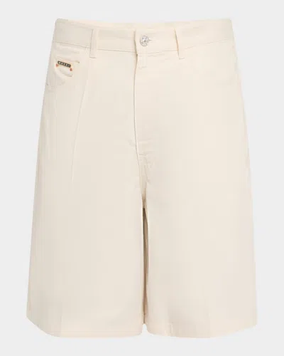 Marni Men's Wide Leg Denim Bermuda Shorts In Brown