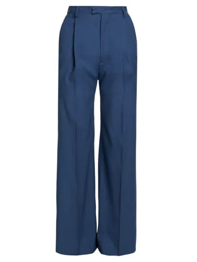 Marni Men's Wool & Mohair-blend Wide-leg Suit Pants In Blue