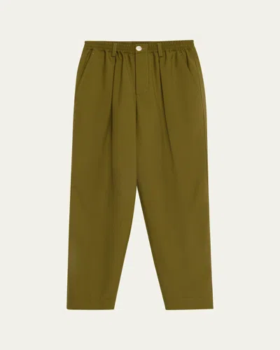 Marni Men's Wool Coulisse-waist Pleated Trousers In Green