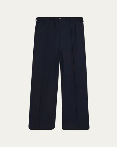 Marni Men's Wool High-waist Drawstring Flare Pants In Blue