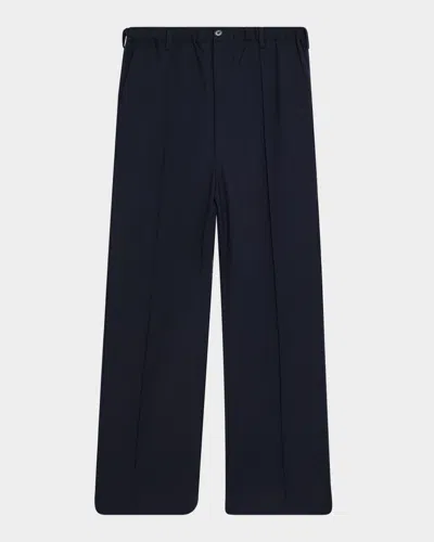 Marni Men's Wool High-waist Drawstring Flare Pants In Blue