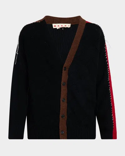 Marni Men's Wool Mix Knit Cardigan In Black