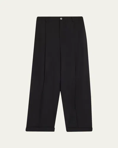 Marni Men's Wool Pleated Wide-leg Trousers In Black