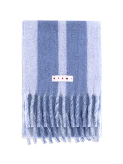 Marni Men Wool Scarf In Blue