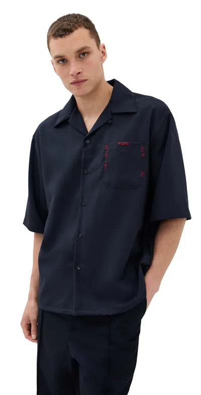 Marni Mended Bowling Shirt Blublack