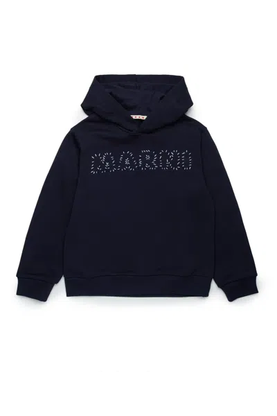 Marni Kids'  Mended Sweatshirt With Patch In Blue